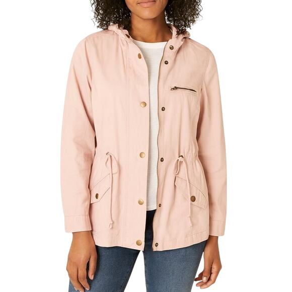 Forever 21 Light Pink Utility Jacket with Hood Casual Jacket Lightweight Small - Picture 1 of 5